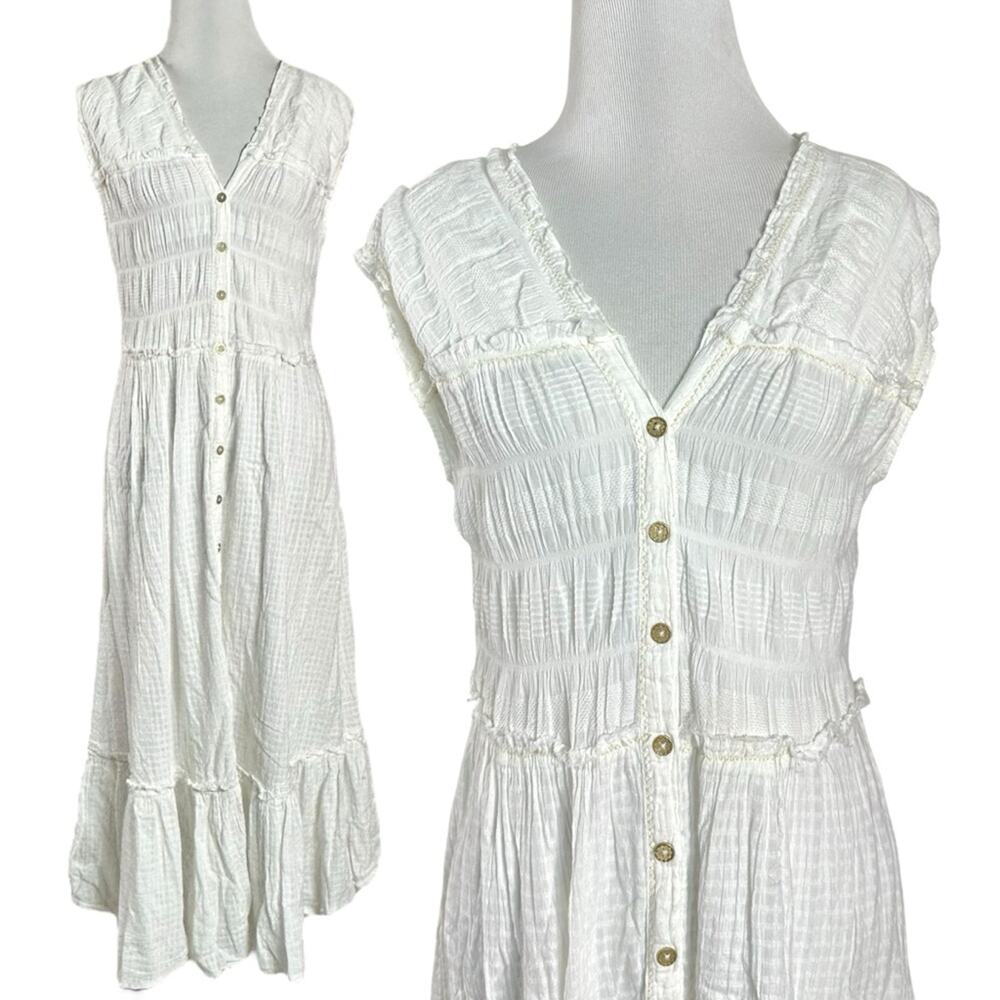 Free People Ethereal Cottage Desert Dazed Midi Dress Maxi Top Ivory Medium Boho - Picture 6 of 15